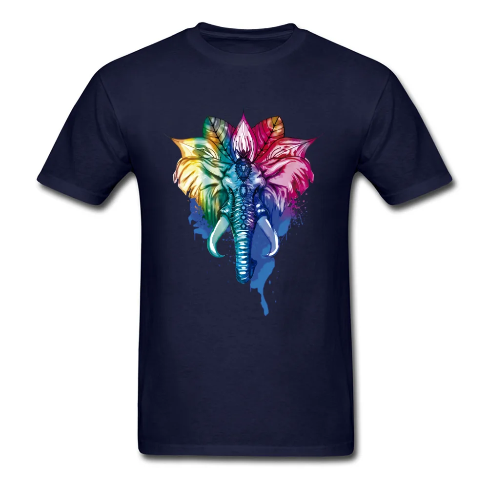 Summer T-shirts Graphic Round Collar Elephant 100% Cotton Fabric Youth Tops Shirts Birthday Short Sleeve Clothing Shirt Elephant navy