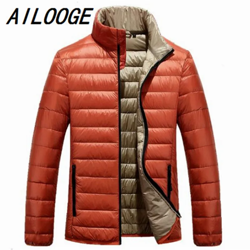 2016 Mens Fashion Down Jackets New Thin Orange Brand Clothing Camperas