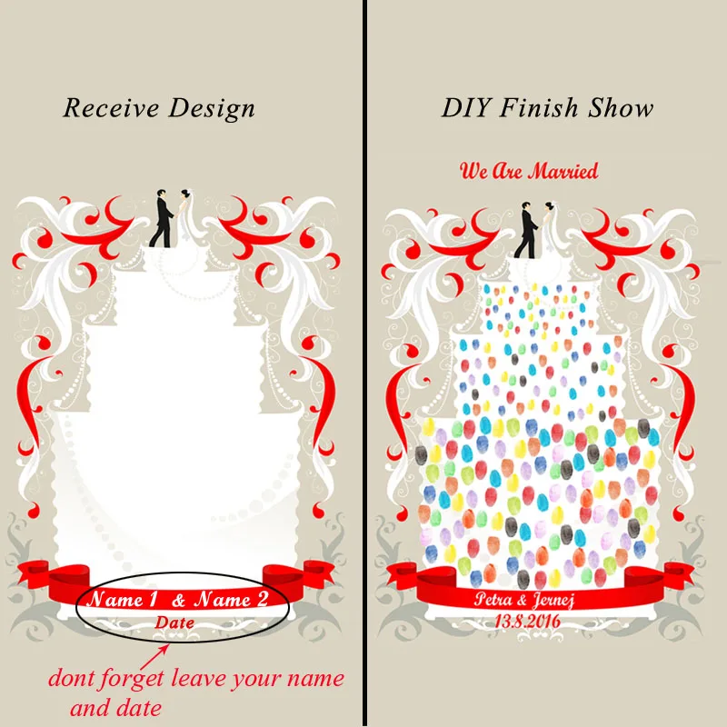 Сделай Сам большой размер 60x80 см Свадебная вечеринка декоративные холст картины отпечатки пальцев, дерево, подпись книги для гостей юбилей подарок+ чернильный коврик - Цвет: 004
