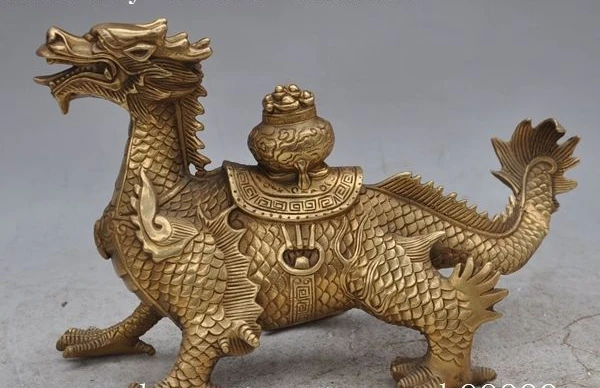 10 7 &quotКитайский Фэншуй медная Бронзовая статуя зодиака Дракон чудовище