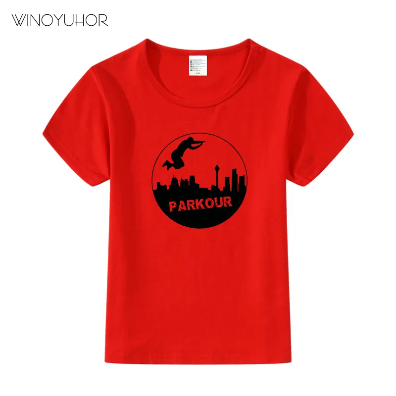 Parkour/крутая футболка с принтом; детские летние модные топы с короткими рукавами; Повседневная футболка для мальчиков и девочек; одежда для детей в стиле хип-хоп