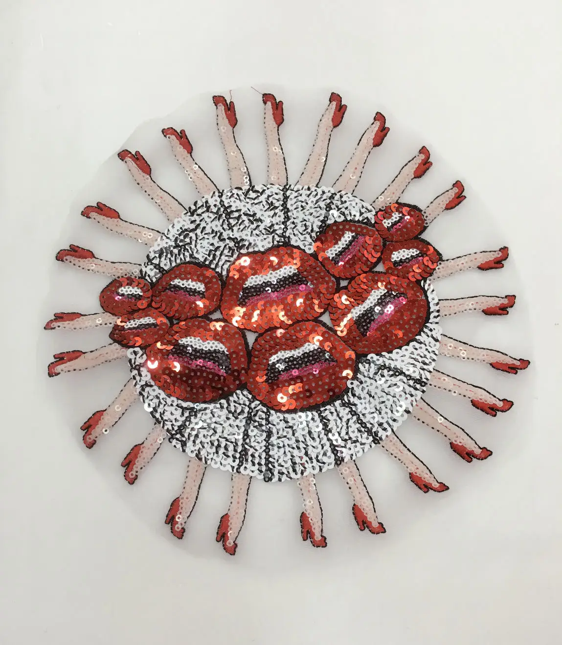 

Many foot and Lips Sequin embroidery fabric sticker,T-shirt patch,patches for clothing,DIY clothing accessories