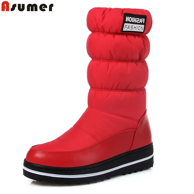 Achat ASUMER Plus taille 35 44 Neige bottes femmes de haute qualité plate forme mi mollet bottes imperméable de mode d hiver bottes pour lady chaussures