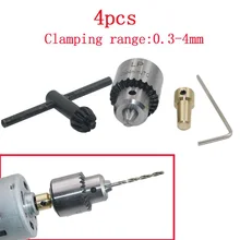4 Pcs Micro Motor Drill Chucks Clamp 0.3-4mm Taper Drill With Chuck Key 3.17mm 1/8inch Shaft Connecting Rod @8 JD9 WWO66