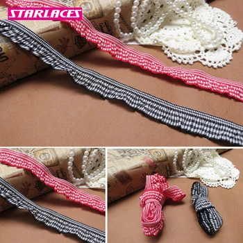 

30yards 1.9cm Elastic Grid Braid Ruffle Lace Trim Fabric ribbon diy for Home Decor Colored Lace Ribbon Garment accessories