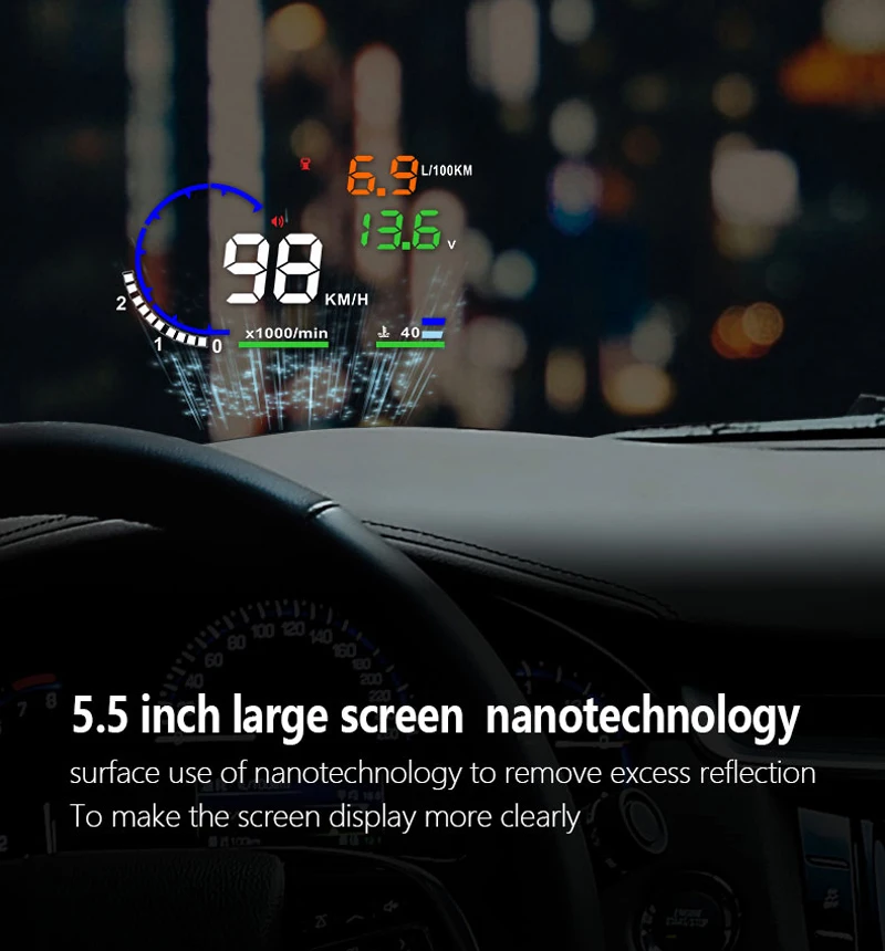 YASOKRO A8 автомобилей Head Up Дисплей лобовое стекло проектор топлива OBD II и спидометры Европейской системы бортовой диагностики автомобильный