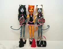 Original Monstr High 3-pack Fearleading Werecats Toralei Meowlody And Purrsephone Dolls For Girls Brand Mh Toys Birthday Gifts