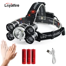 

IR Sensor Headlamp 5 Headlight 20000 Lumens Bright Light Lantern 4 Modes XML-T6 LED Rechargeable 18650 Camping Fishing Hunting