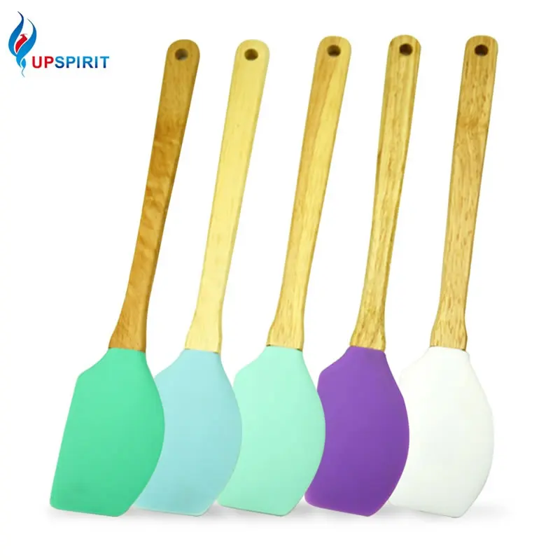 Upspirit Silicone Wood Handle Spatula Heat Resistant Cake Pancake Cream