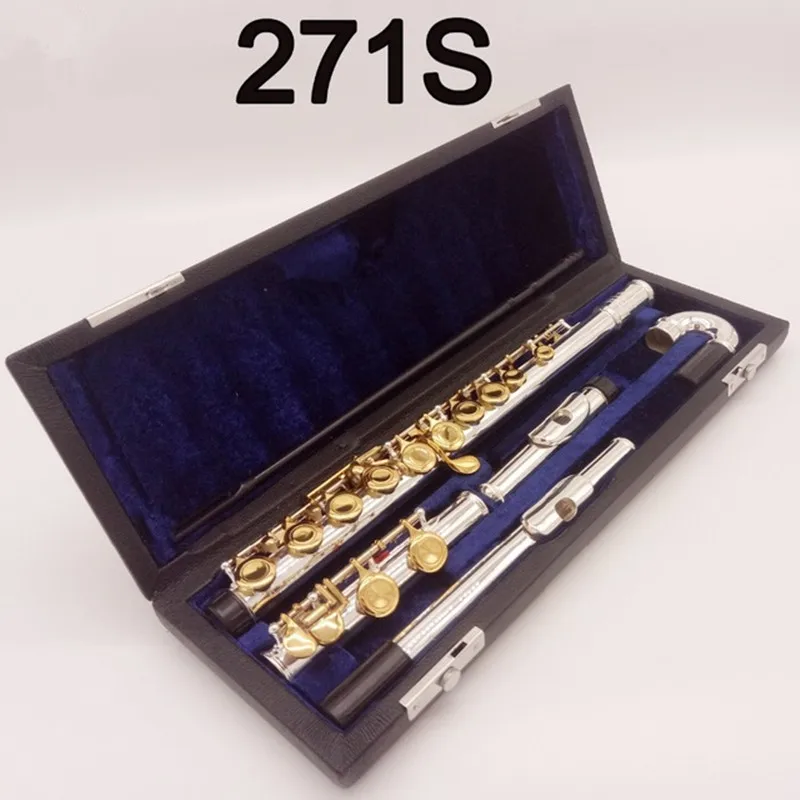 

100% Japan Profession Flute 271S Standard Gold Plated Student Small Elbow Flute Closed Open Hole Flute Model E Key 16 Holes