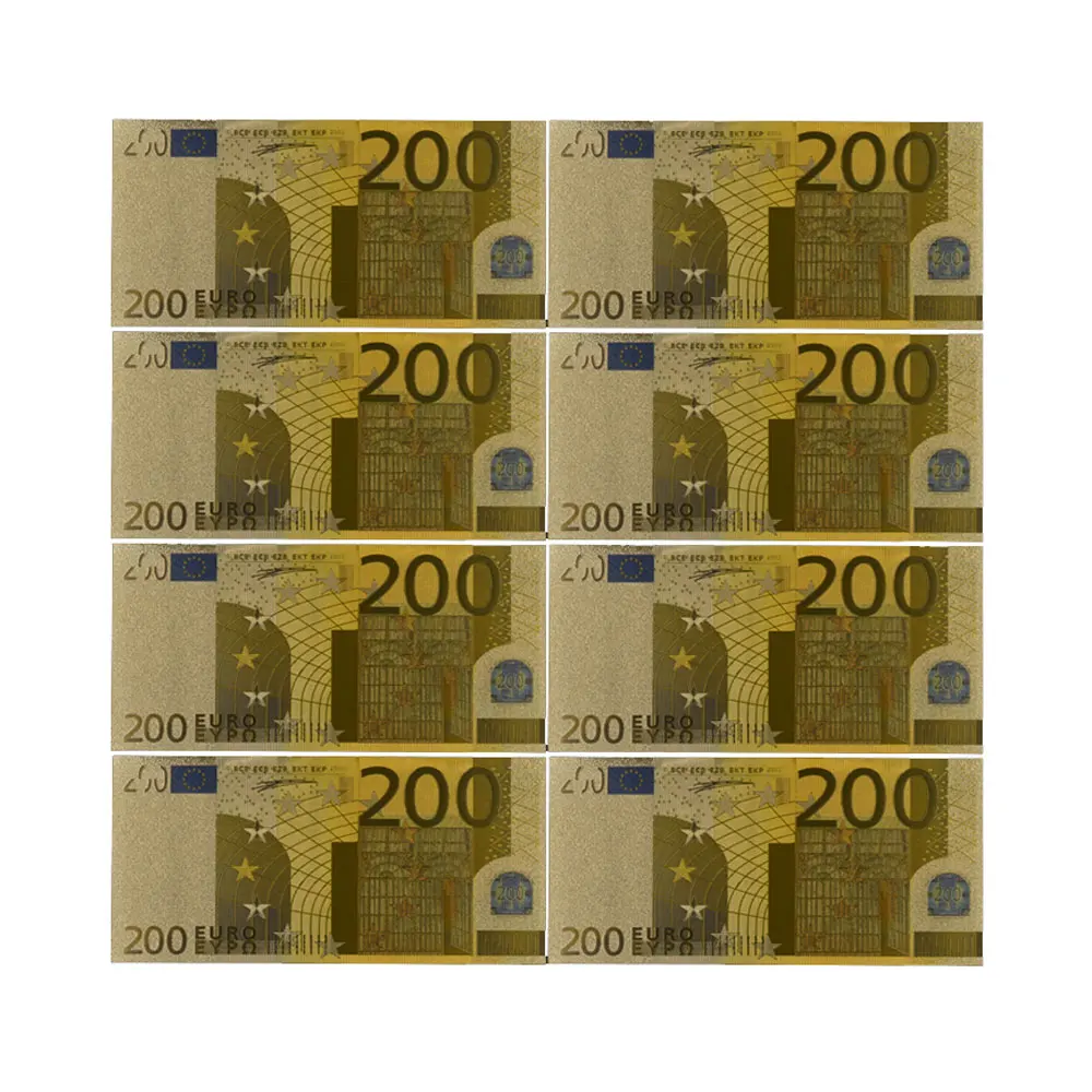 10pcs Euro Banknote Gold Foil Paper Money Crafts Collection Note Currency