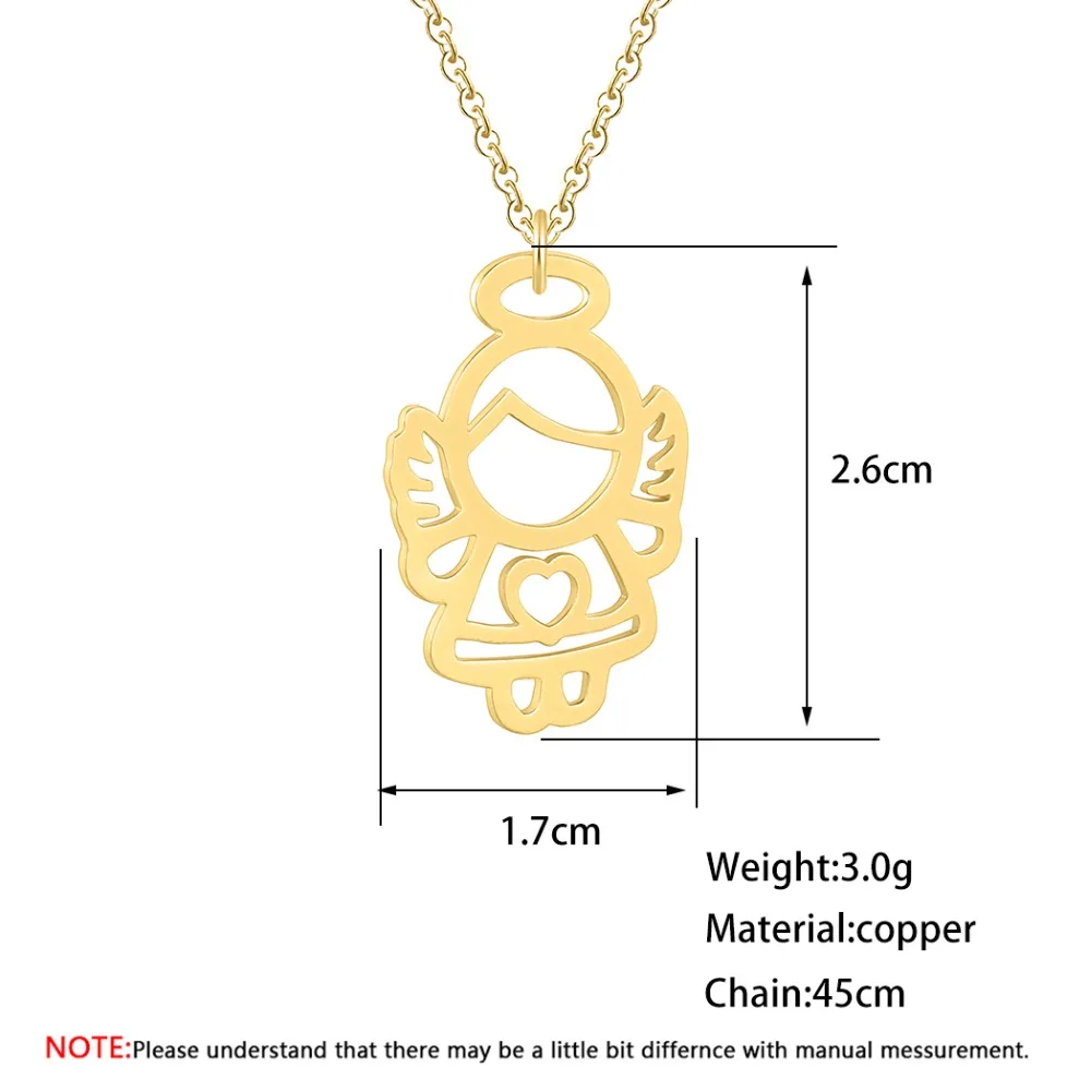 تشاندلر الفولاذ المقاوم للصدأ الطفل الملاك قلادة الذهب اللون روز الذهب الفضة Hollowout الجنية الملاك الأزياء المختنقون للبنات في سن المراهقة