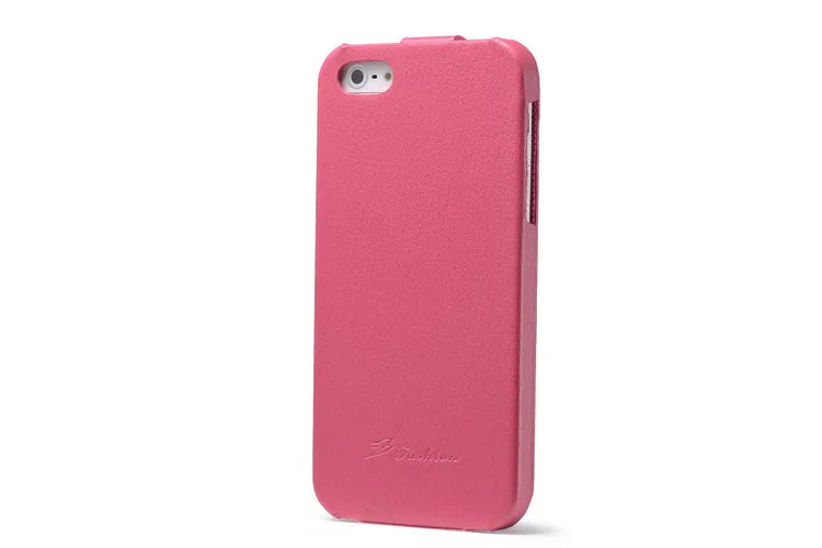 Натуральная кожа Вертикальный флип чехол для iPhone 5 5S SE личи стриа натуральная кожа высокое качество с бесплатной защитой экрана - Цвет: Rose