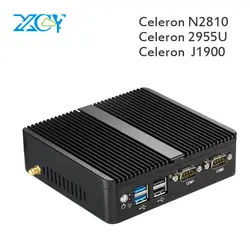 Безвентиляторный мини-ПК Двойной Gigabit Ethernet LAN Celeron J1900 J1800 N2810 мини-компьютер Windows 7 2 * LAN 2 * COM HDMI WiFi USB Desktop