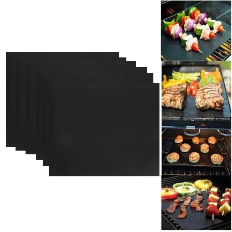 

5pcs/set Non-stick BBQ Grill Mat High Temperature Teflon Reusable Barbecue Grill Mats Cooking Baking Microwave Oven Grill Sheet
