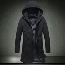 Новинка, зимнее плотное пуховое хлопковое пальто на молнии, мужская длинная куртка с капюшоном, однотонная верхняя одежда, черные парки, 4XL 5XL 6XL 7XL 8XL 1885