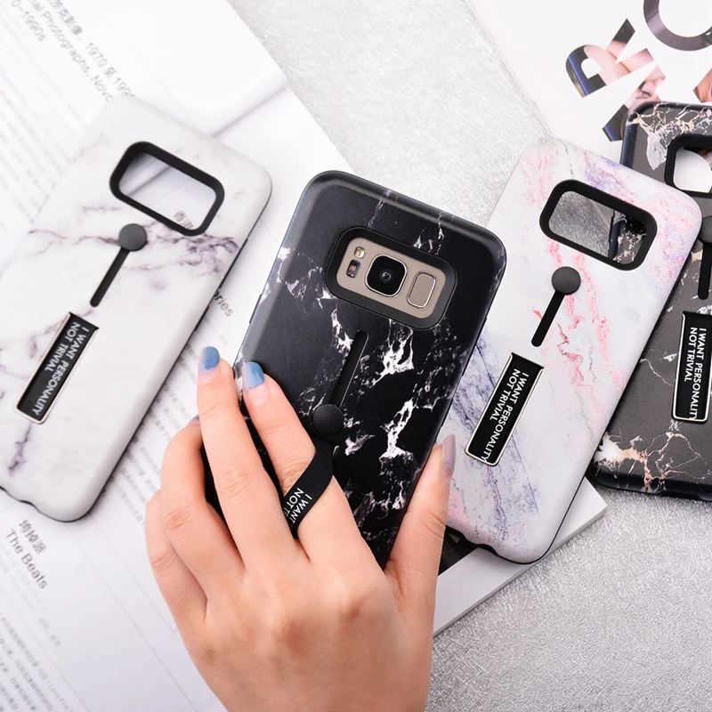 Marble Silicon TPU Case For Samsung Galaxy A7 A6 A8 A5 J4 J6 J8 Plus 2018 S8 S9 Plus S7 Edge Note 9 8 Cover Hide Stand Holder (12)