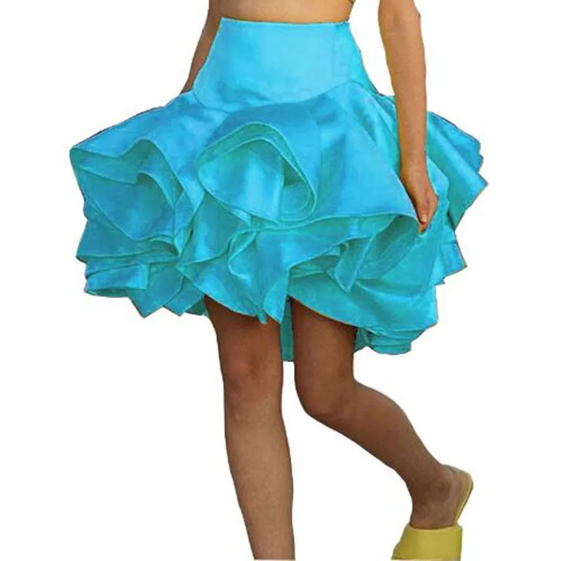 Юбка-пачка, женская модная милая мягкая сатиновая юбка с высокой талией, фиолетовая, желтая, выше колена, с оборками,, на заказ, юбки для девочек
