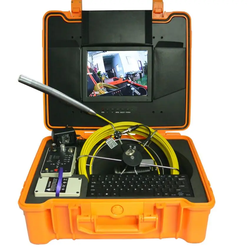 

23mm long spring head 40m cable drain camera snake display 512hz sonde video sewer pipe inspection camera with meter counter
