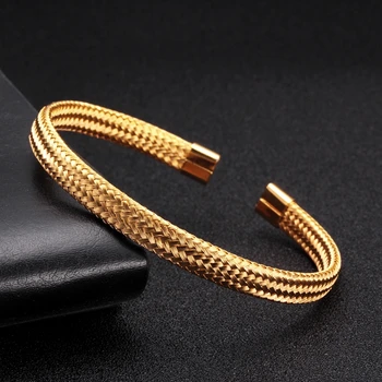 William - Gold Plated Mesh Cuff Bracelet