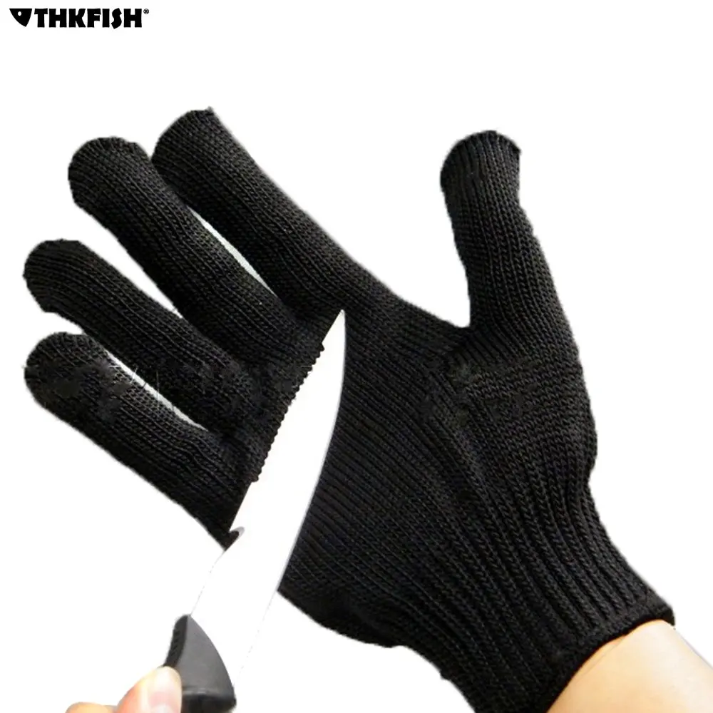 THKFISH 안티 컷 미끄럼 방지 낚시 장갑 절단 방지 보호 칼 안티 절단 전체 손가락 장갑 야외 메쉬 장갑fishing