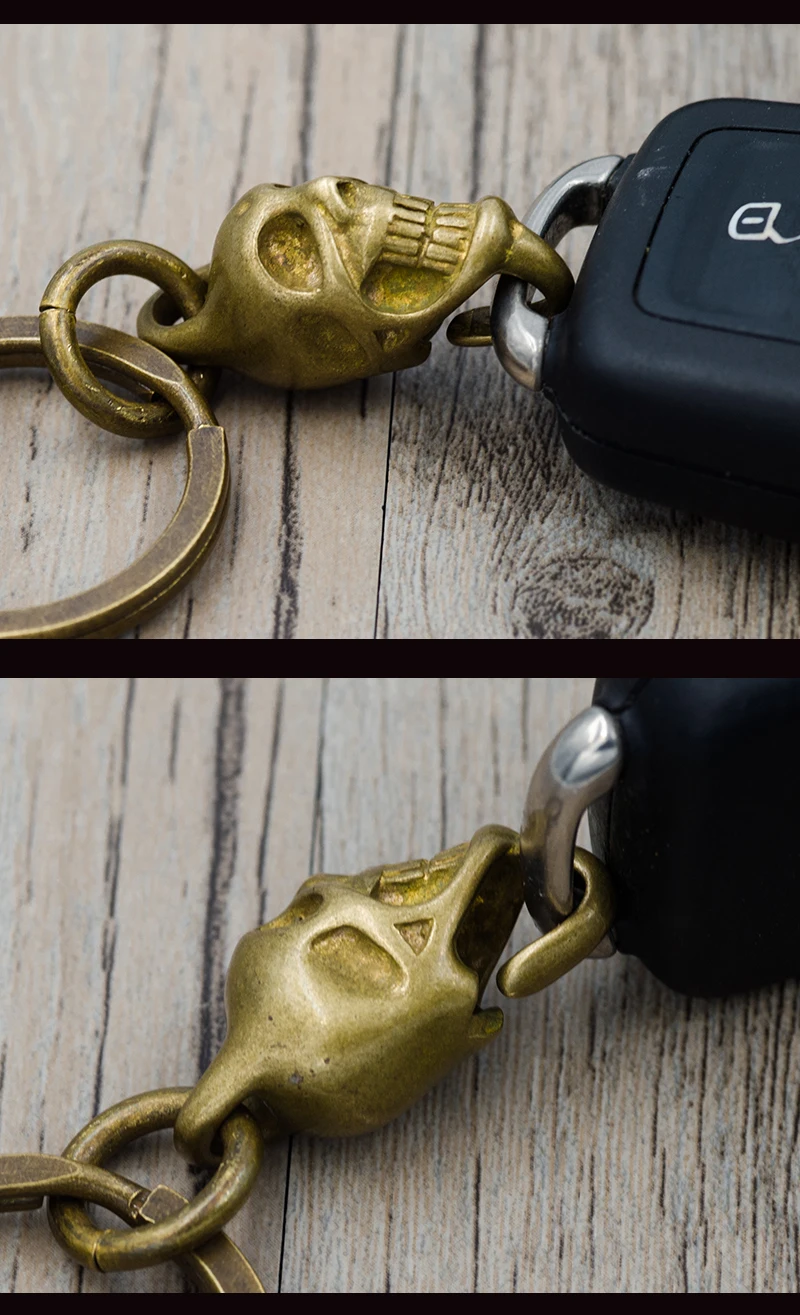 Coppertist. wu брелок со скелетом латунный брелок для ключей ручной работы Золотое модное кольцо для ключей с сумочкой кулон