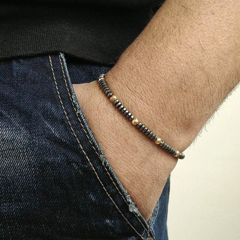 Модные Простые счастливые шарм браслеты ручной работы для мужчин каменные бусины браслет стиль ювелирные изделия подарок Pulsera Hombre - Окраска металла: 1