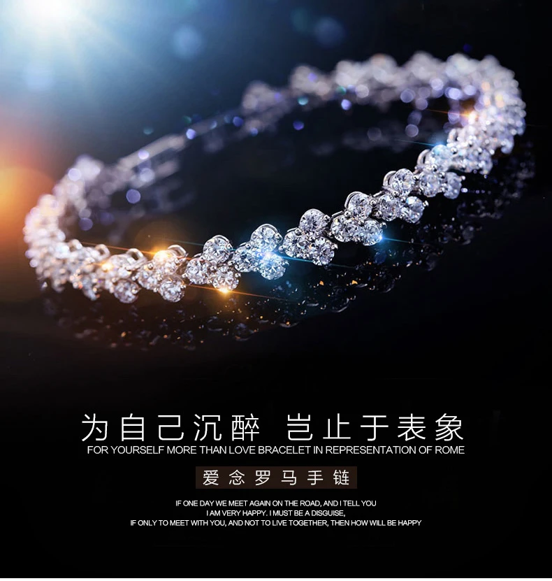 

Aliexpress Hot Sell European Style Genuine 925 Sterling Silver Top quality Crystal Charm Bracelet Bangle for Women RJ139