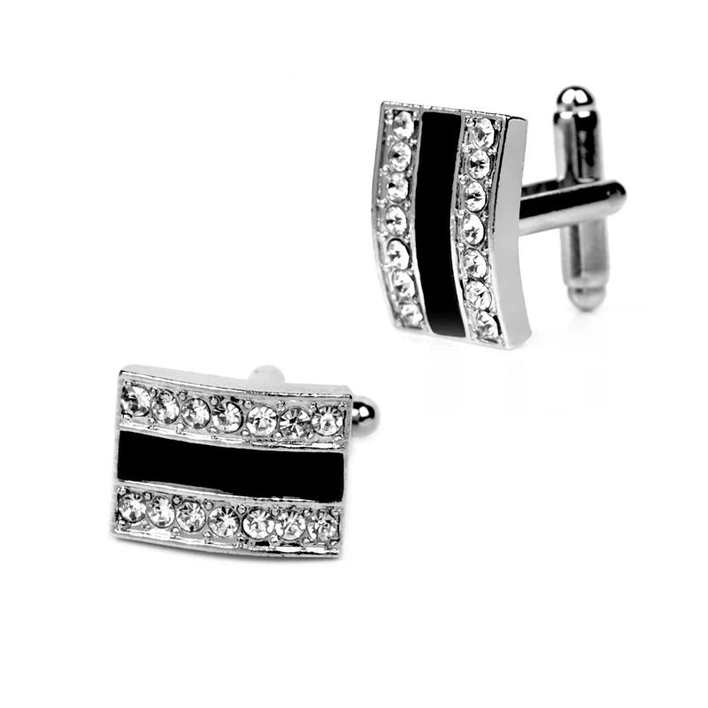 Мужской набор запонок в элегантном стиле, Свадебный деловой мужской ювелирный подарок, Модный черный брендовый браслет серебристого цвета с кнопками