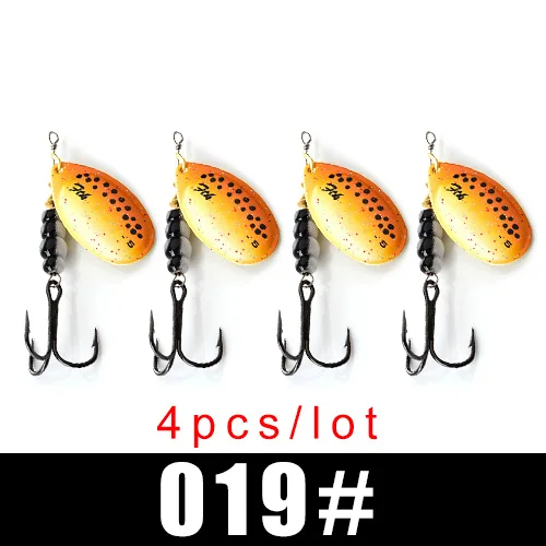 FTK New 1#-5# 5pcs/lot or 4pcs/lot Similar as Copper Spinner Bait Fishing Lure With Treble Hooks Hard Baits Spoon Pike - Цвет: 019