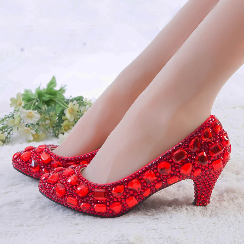 red rhinestone heels womens crystal pumps wedding platform dress red heels size 11