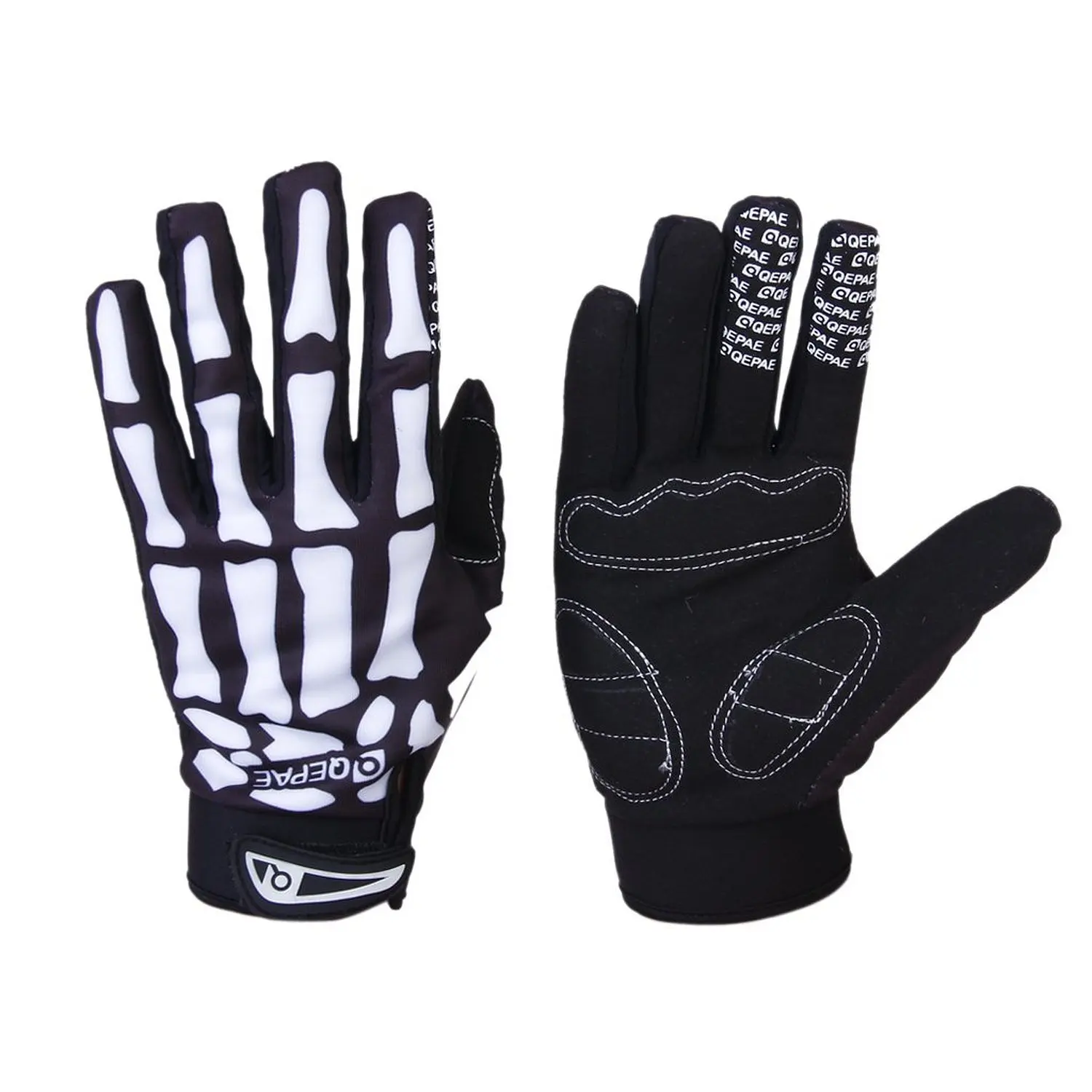 Super sell Qepae Bicycle Gloves Skeleton Pattern Full Finger Warm Bike