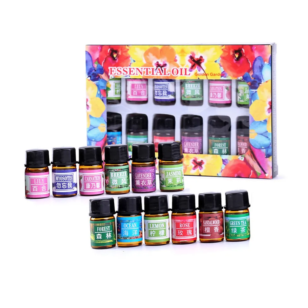 

12pcs/set Colorful Flavor Box Pure Aromatherapy Essential Oil Skin Care Bath Essential oil Massage Beauty Lavender essential oil