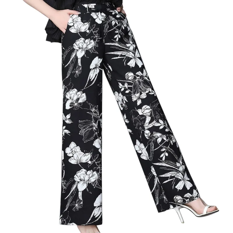

Bohemian High Waist Floral Print Loose Long Pants Women 2019 Summer Fashion Pockets Trousers Ladies Casual Wide Leg Pants