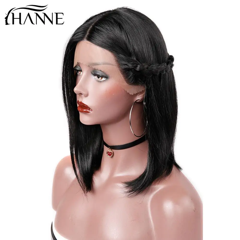 HANNE Lace Front Human Hair Wigs For Black Women Natural Black Pre Plucked 150% Density Straight Brazilian Lace Human Hair