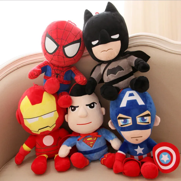 

2019 Plush Toys Avengers Iron Man Hulk Thor Spiderman Batman Superman Captain America Boy Christmas Birthday Gift 25cm