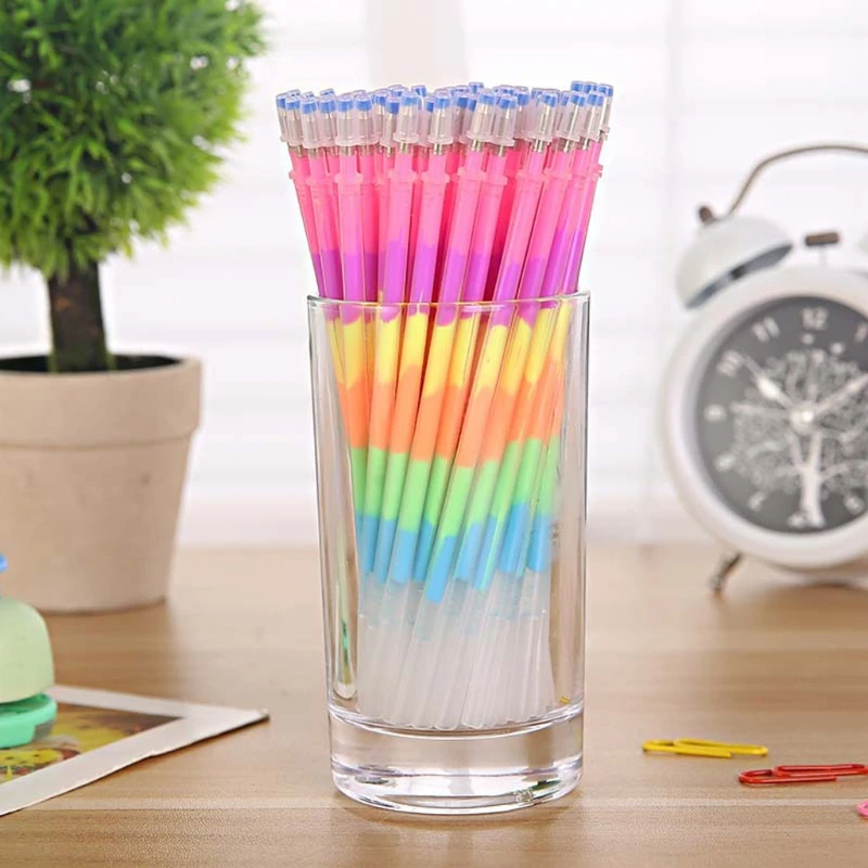 

10Pcs Colorful 6 in 1 Highlighter Gel Pens Refills Student Office Stationery W15
