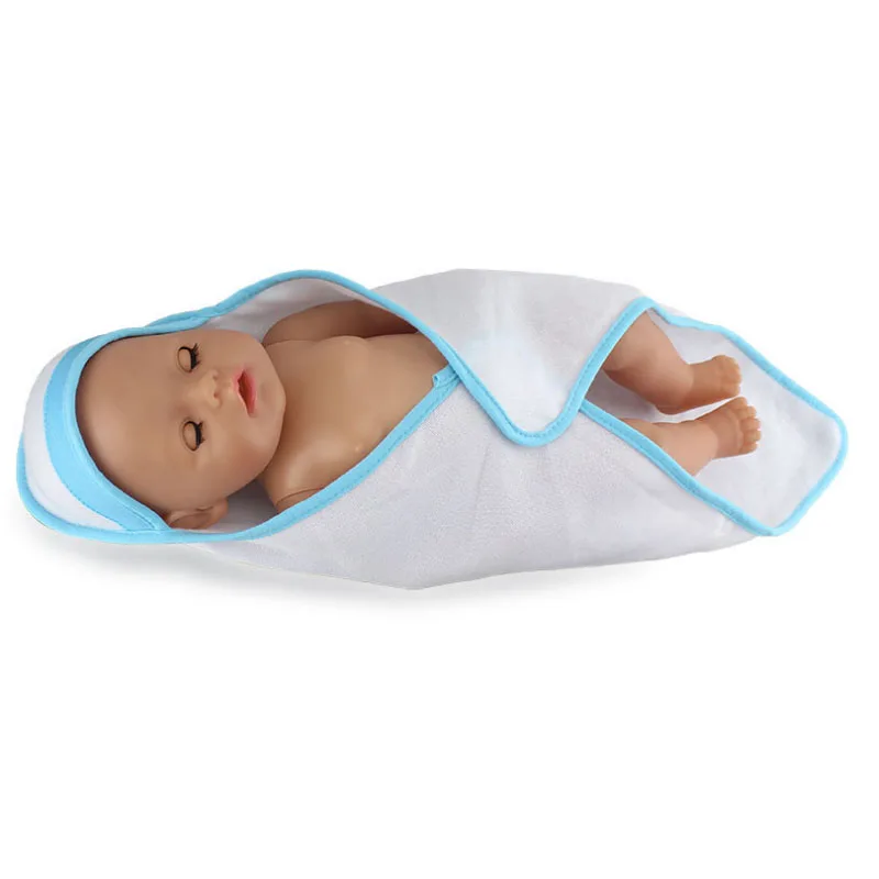 Doll accessories white baby wrap swaddling cloth baby blanket fit 43 cm