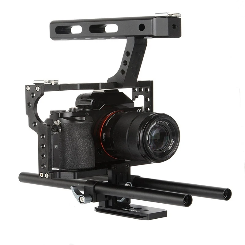 Портативный DSLR стержень Rig Камера видео Cage Kit и ручка для Sony A7 A7R a6300 Камера Интимные аксессуары Запчасти черный