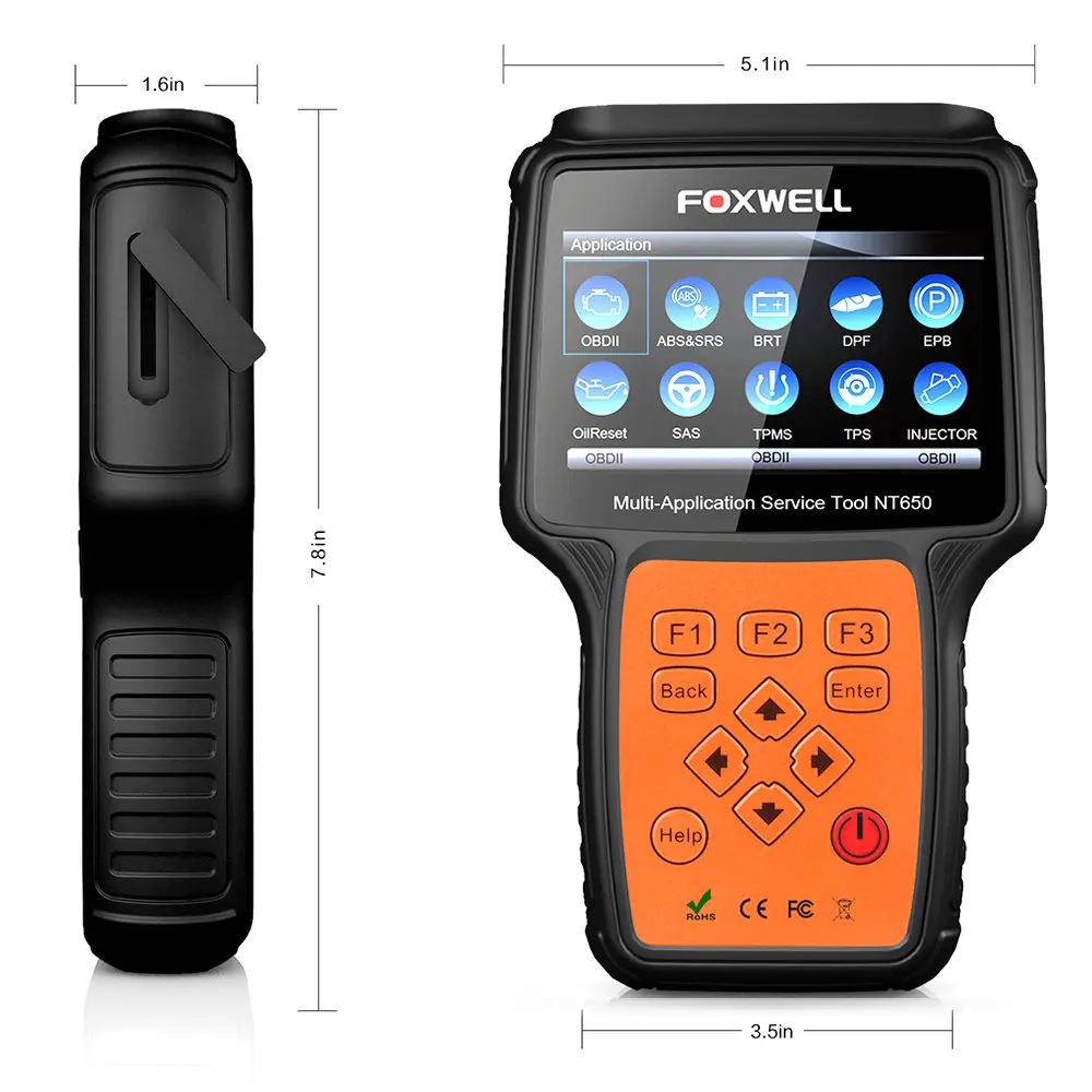 FOXWELL NT650 OBD2 диагностический инструмент автоматический сканер ABS SRS SAS EPB DPF 13