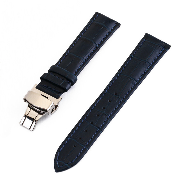 Pattern Watchstrap 12 13 14 15 16 17 18 19 20 21 22 24mm Genuine Leather Watch Band Metal Butterfly Buckle Wrist Belt