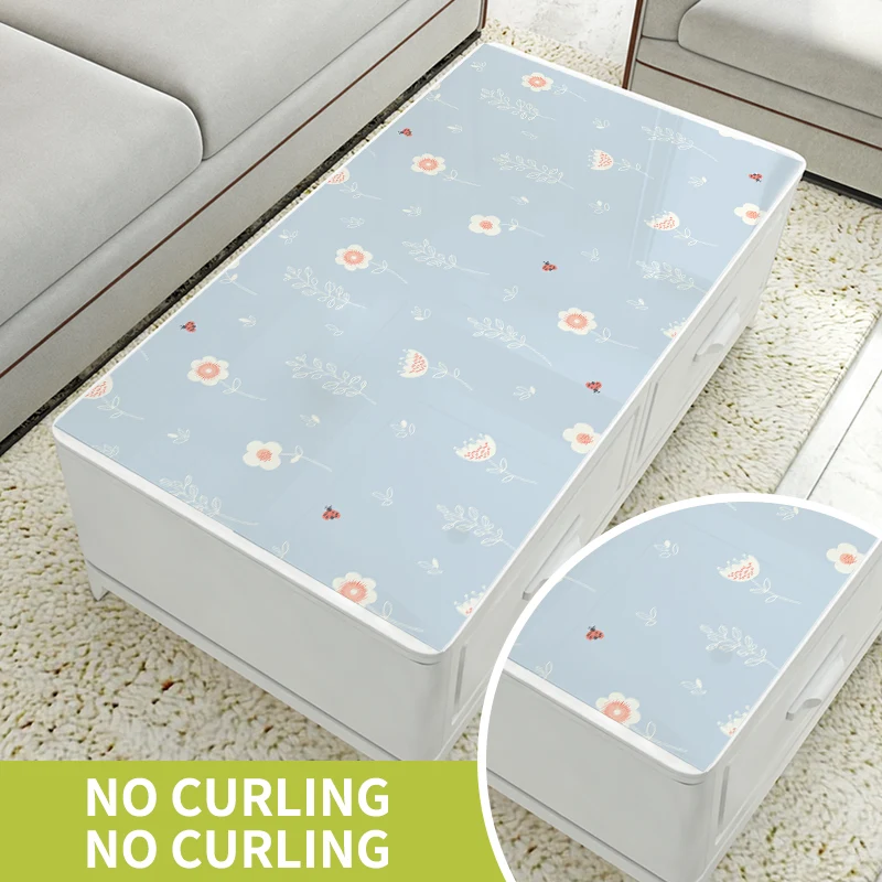  PVC Printed Soft Glass Tablecloth Waterproof Oilproof Plastic Transparent Modern Dining Table Cover