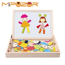 MIPOZOR деревянный паззлы Рисунок Статуя Семья Универсальный Магнитный пазл чертёжные доски обучающий пазл игрушечные лошадки для детей