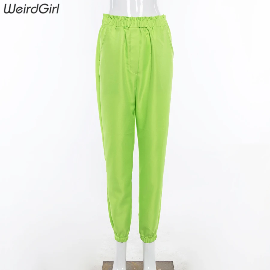 Weirdgirl, женские повседневные штаны, полная длина, свободные, шнурок, сплошной цвет, высокая талия, женские брюки, модная уличная одежда, зимние штаны