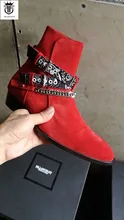 FR.LANCELOT 2019 New Chelsea boot men suede leather boots point toe buckle ankle boots metal sliver chains botas party shoes men цена FR.LANCELOT 2019 New Chelsea boot men suede leather boots point toe buckle ankle boots metal sliver chains botas party shoes men цены онлайн