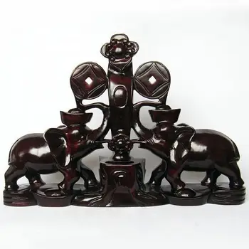 

T Gallery] mahogany crafts auspicious Zhai elephant wood carving decoration business gifts object