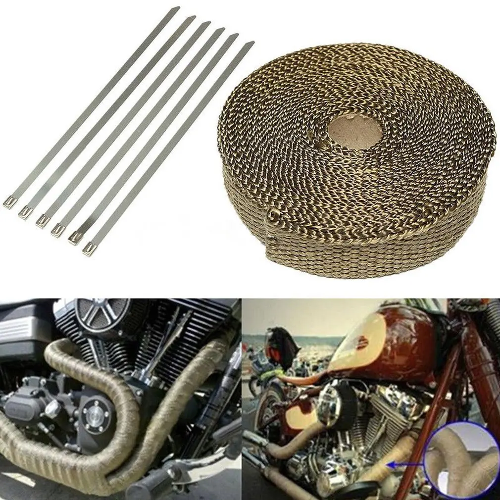 

SI-AT24002 2.54cmx1.60mmx7.5m Titanium Gold Exhaust Pipe Thermal Insulation Cloth Anti-scalding Turbine Band