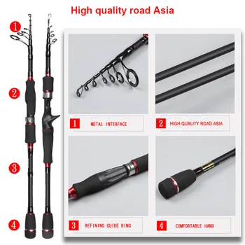 

1.98M/2.1M/2.4M/2.7M Telescopic Lure Fishing Rod Spinning Casting Type Anti-scratch Paint Carbon Rod &T8