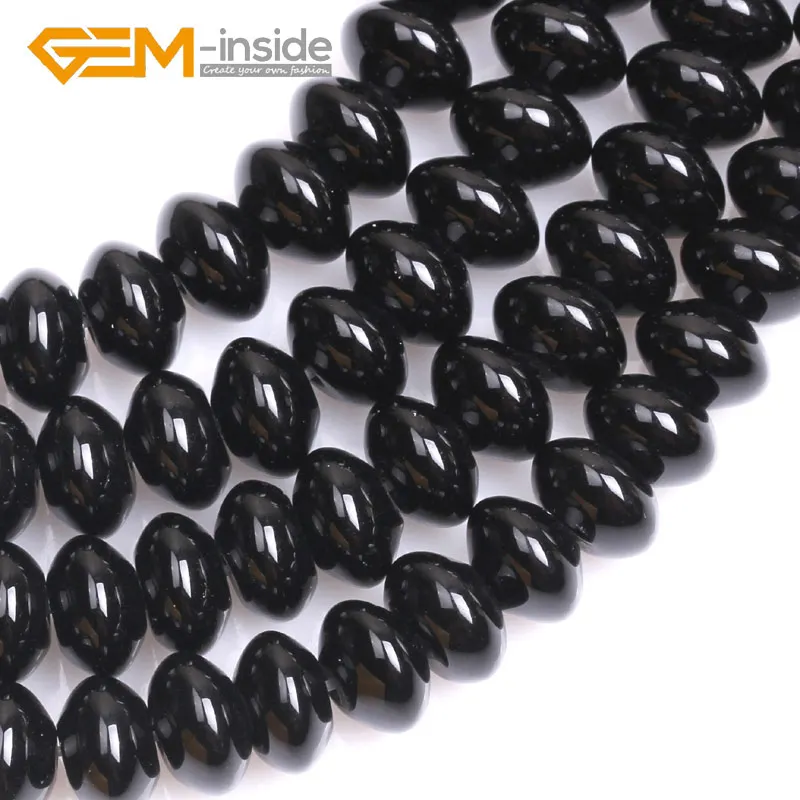 Натуральный черный оникс Агаты рондели разделительные бусины для изготовления ювелирных изделий Beads15 дюймов! GEM-inside - Цвет: 6X10mm