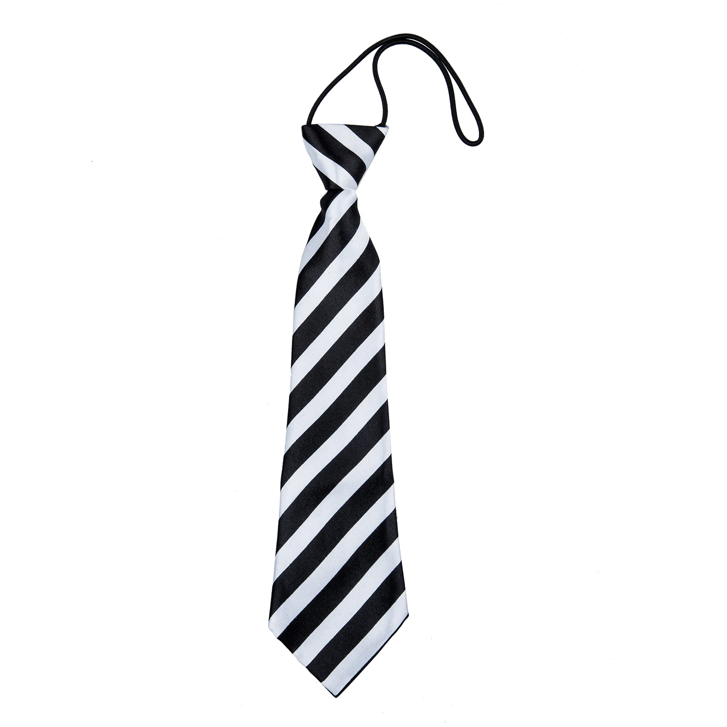 Детей милый модный эластичный ремешок диагональной полосой галстук-черный + белый